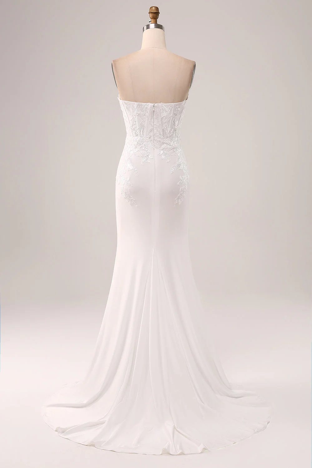Robe de soirée de mariée sirène sans bretelles ivoire - Image 2