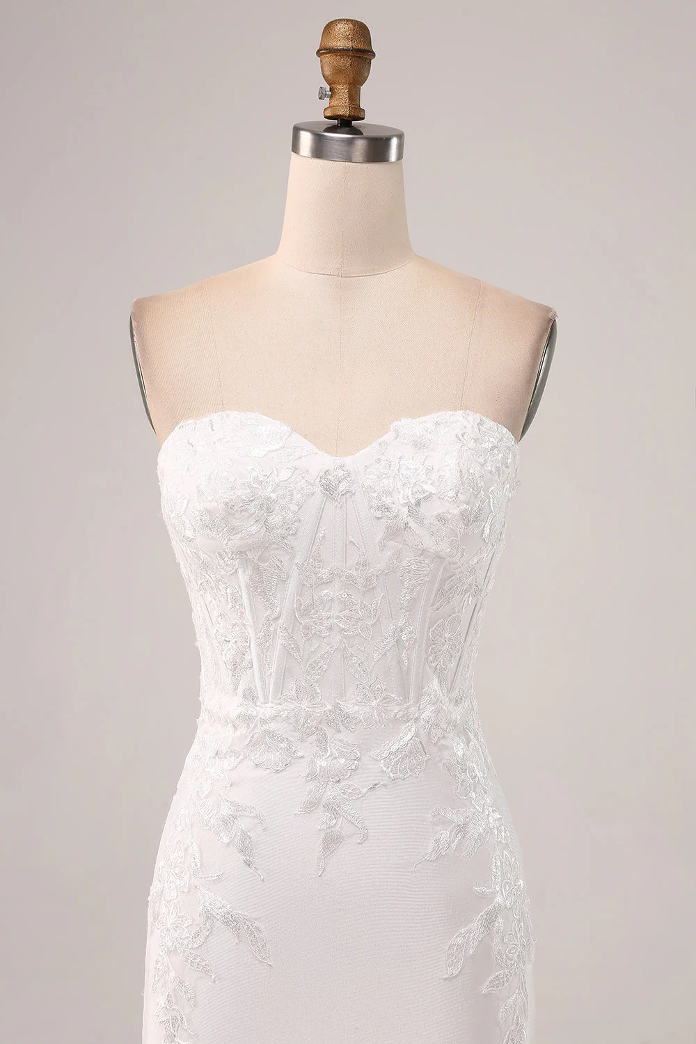 Robe de soirée de mariée sirène sans bretelles ivoire - Image 4