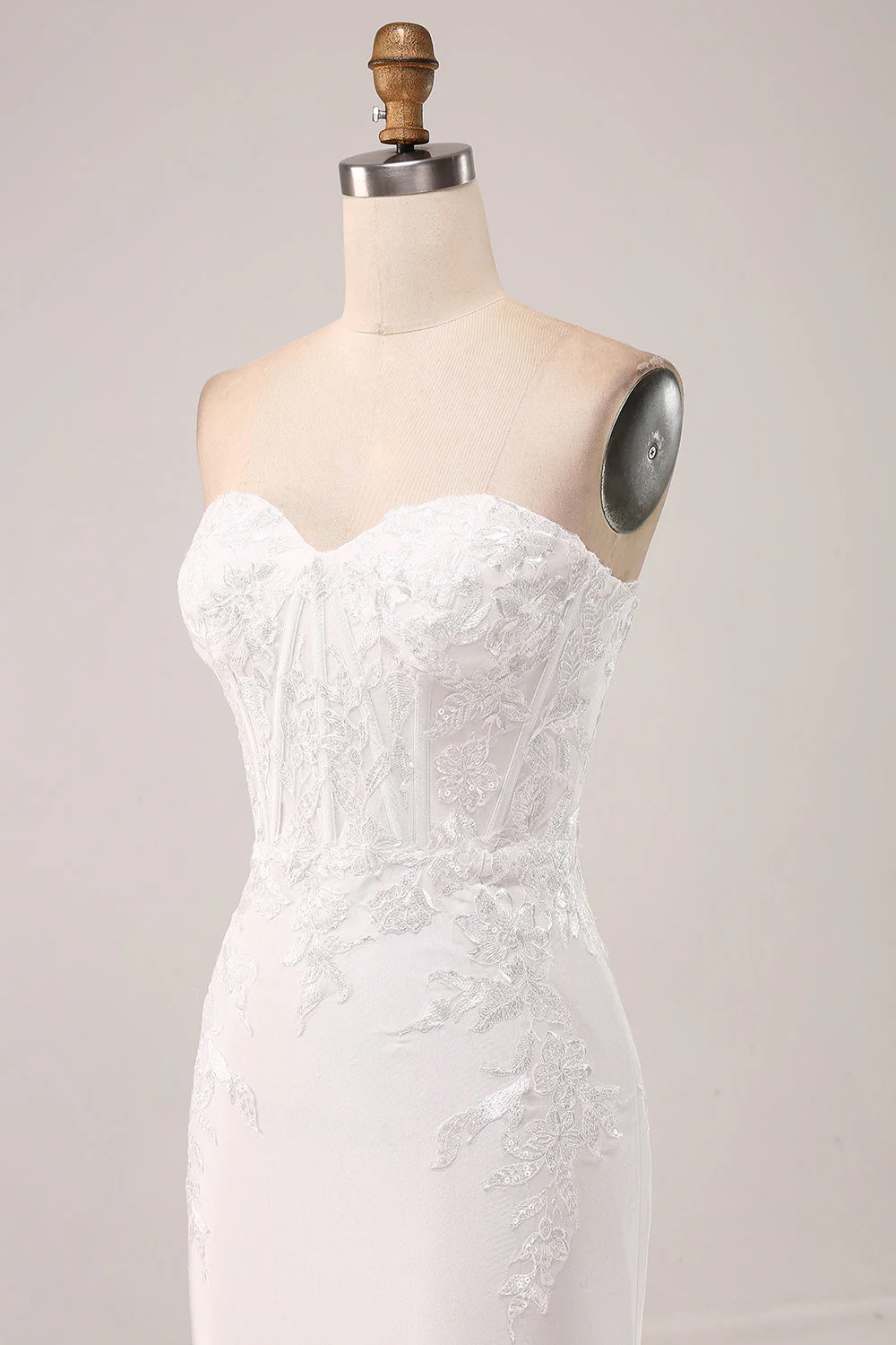 Robe de soirée de mariée sirène sans bretelles ivoire - Image 5