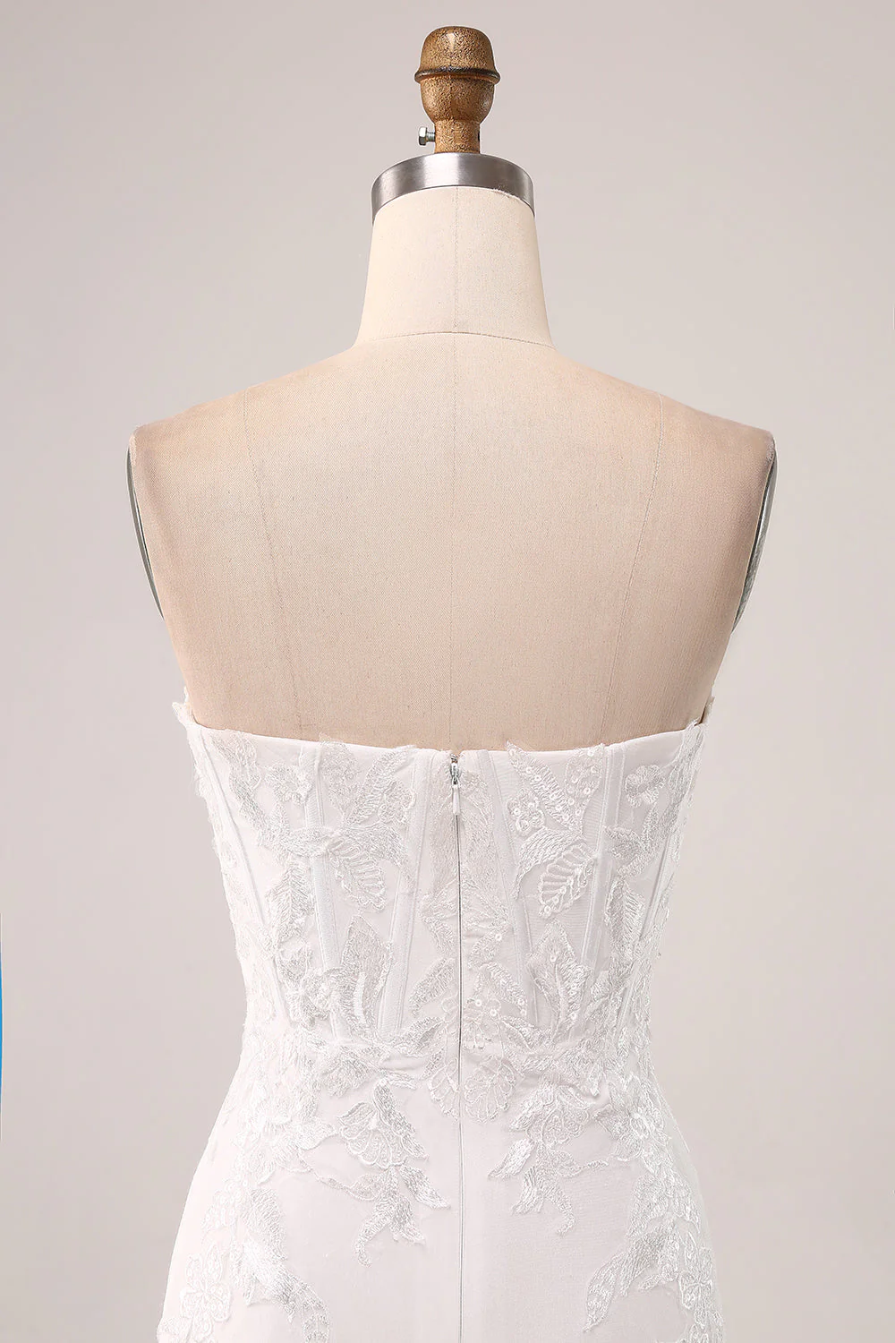 Robe de soirée de mariée sirène sans bretelles ivoire - Image 6