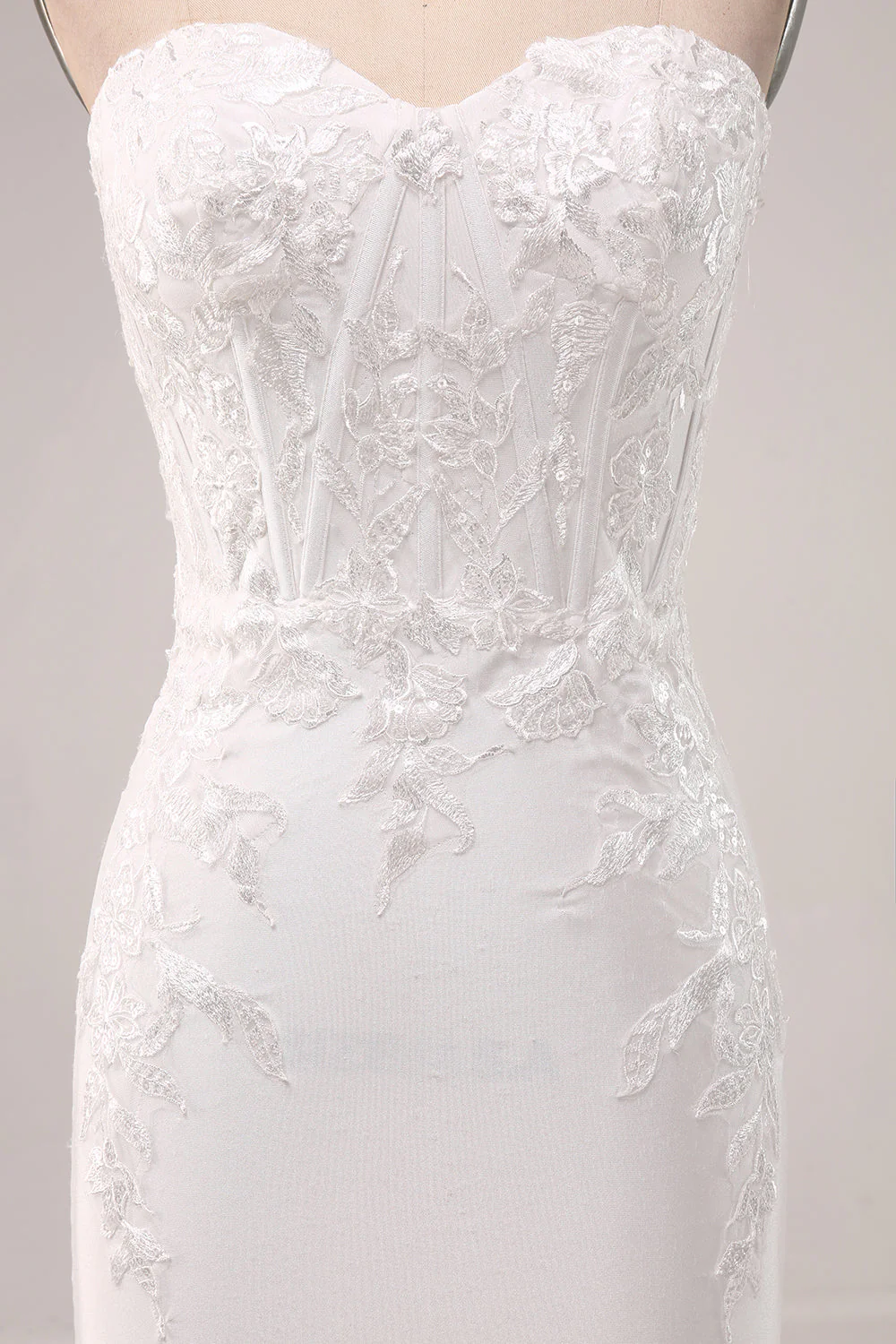 Robe de soirée de mariée sirène sans bretelles ivoire - Image 7
