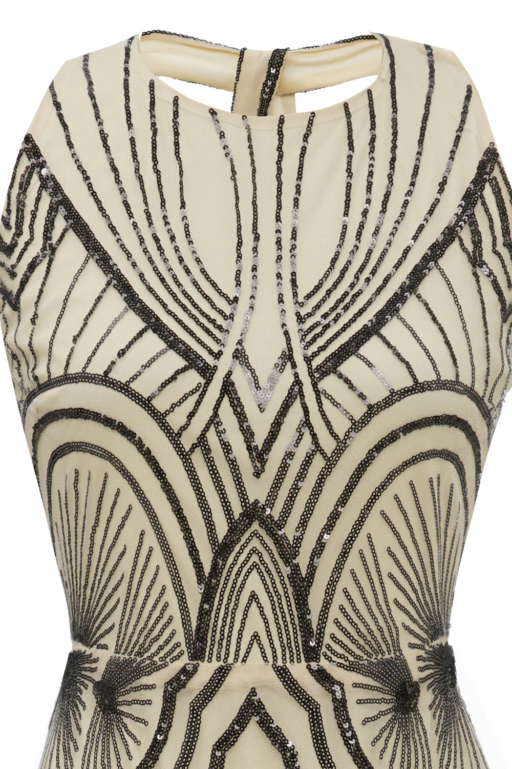 Sexy Backless Noir Doré Des années 20 Robe Sexy Backless - Image 4