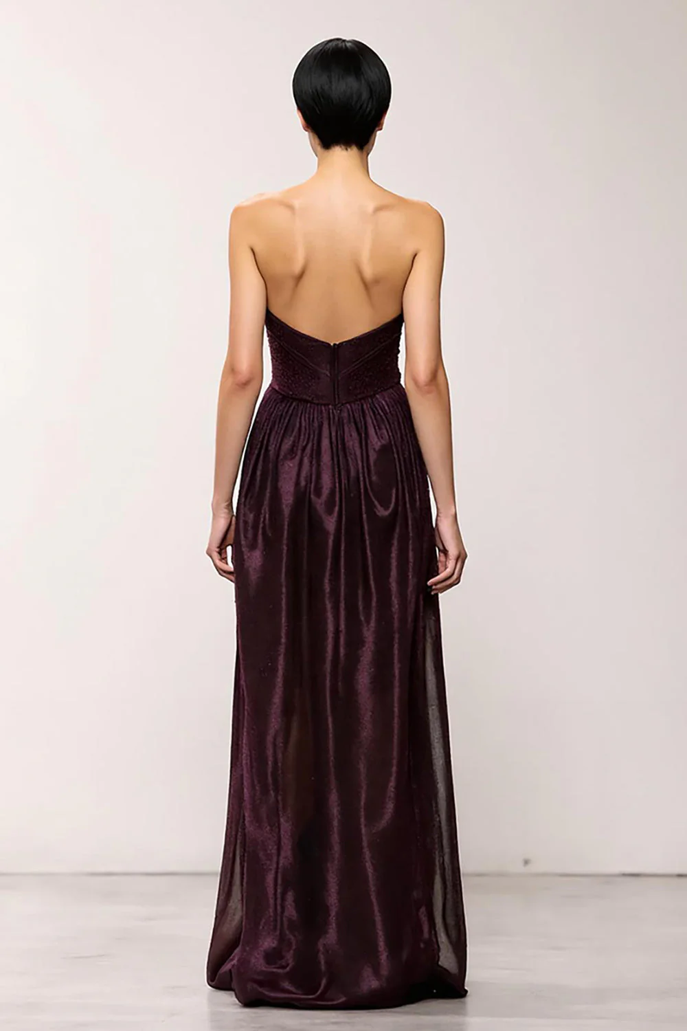 Robe de soirée longue sans bretelles café - Image 2