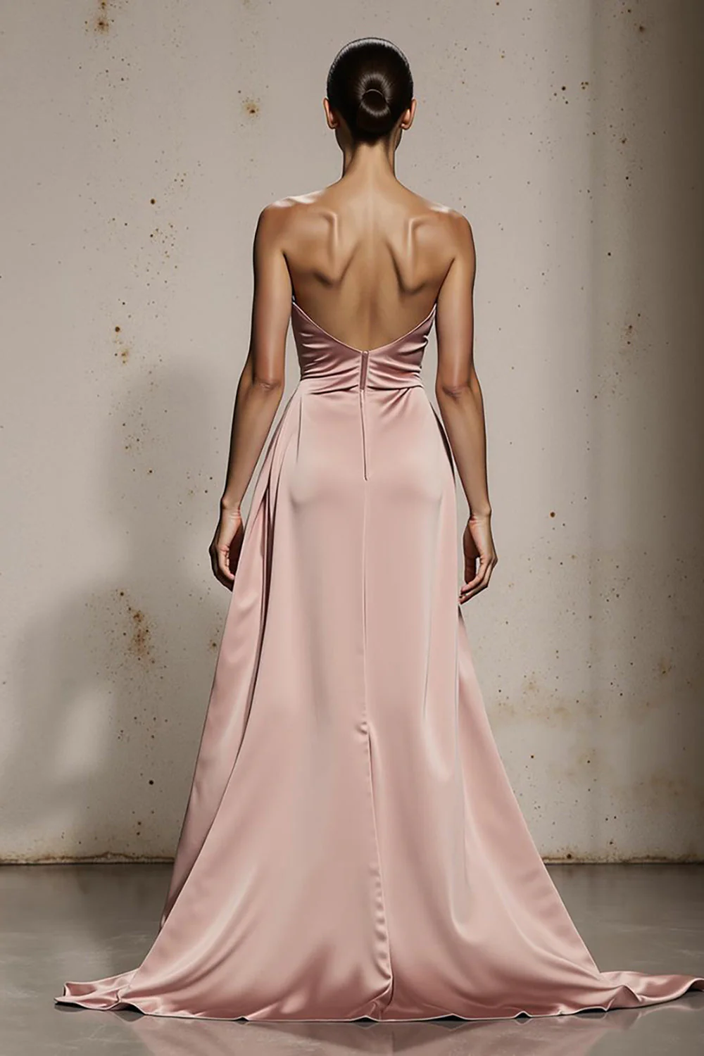 Robe de soirée sans bretelles rose clair à épaules dénudées - Image 2