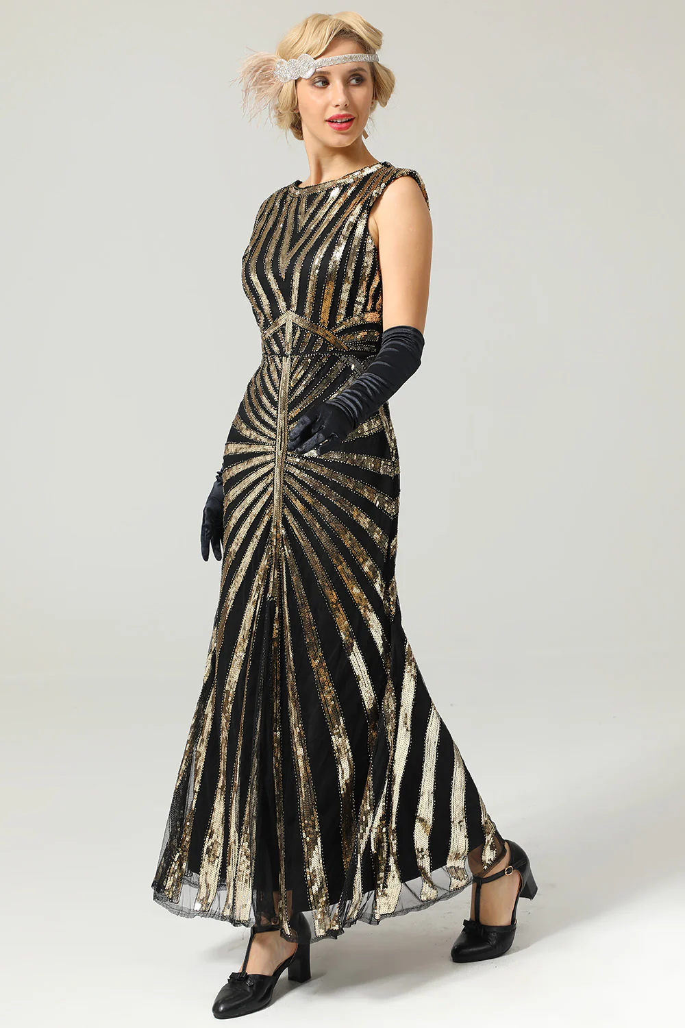 Robe Sirène Année 1920 Gatsby Flapper avec paillette - Image 3