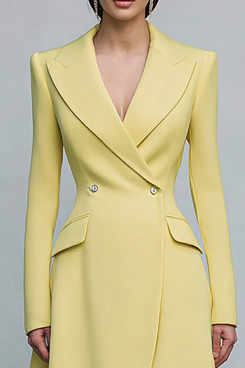 Robe de travail à manches longues à revers en Yellow Peak - Image 3