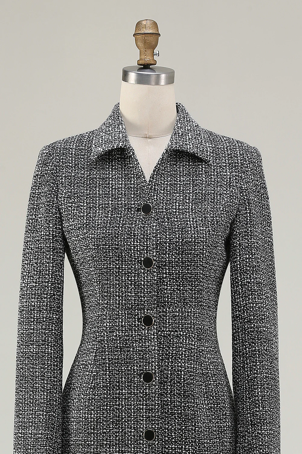 Robe de travail à simple boutonnage gaine grise - Image 6