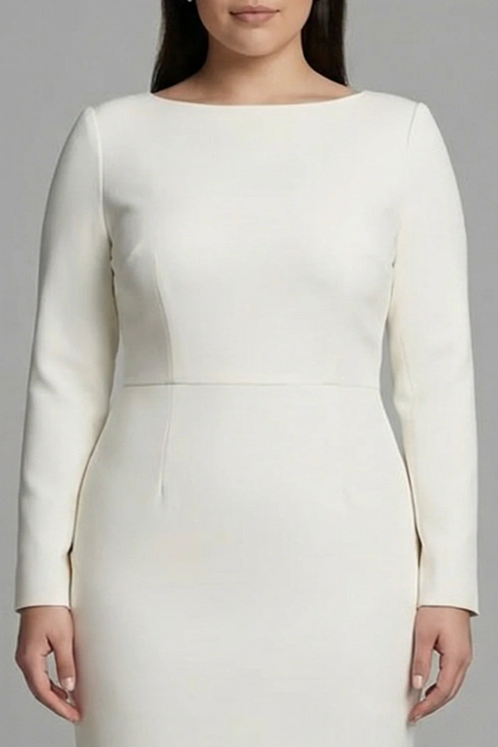 Robe de travail midi taille grande taille à étui bateau en étui ivoire - Image 3