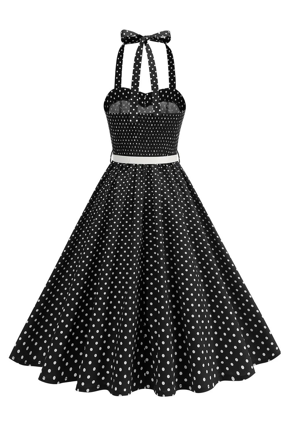 Robe des années 1950 à pois à pois noire A Line des années 1950 - Image 2