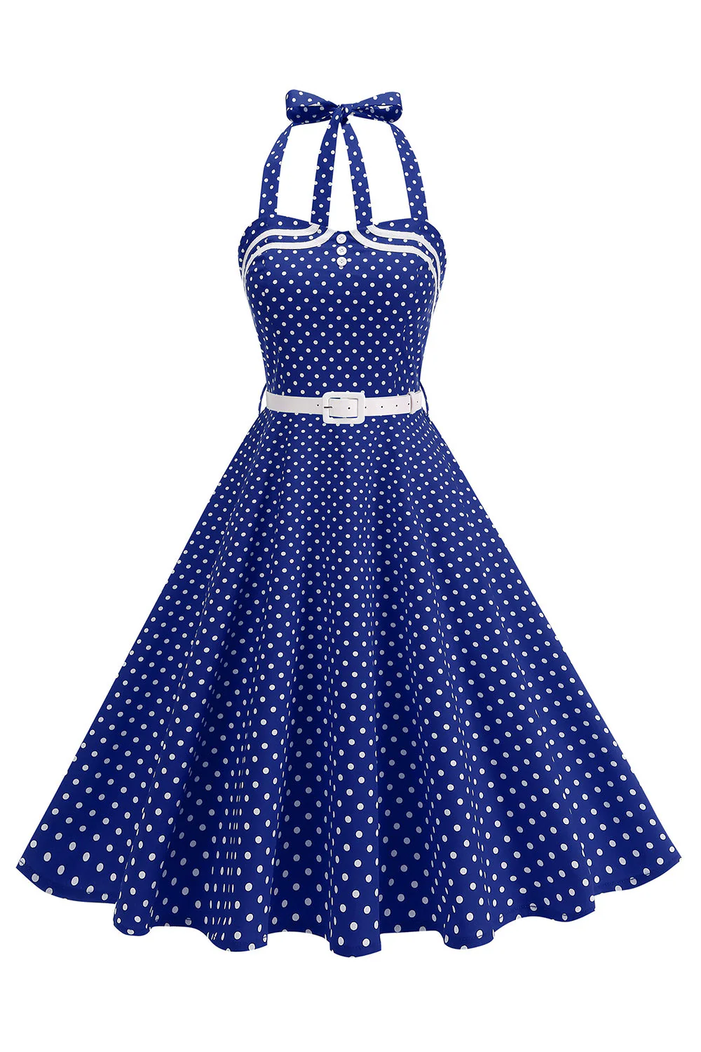 Robe des années 1950 à pois à pois noire A Line des années 1950 - Image 5