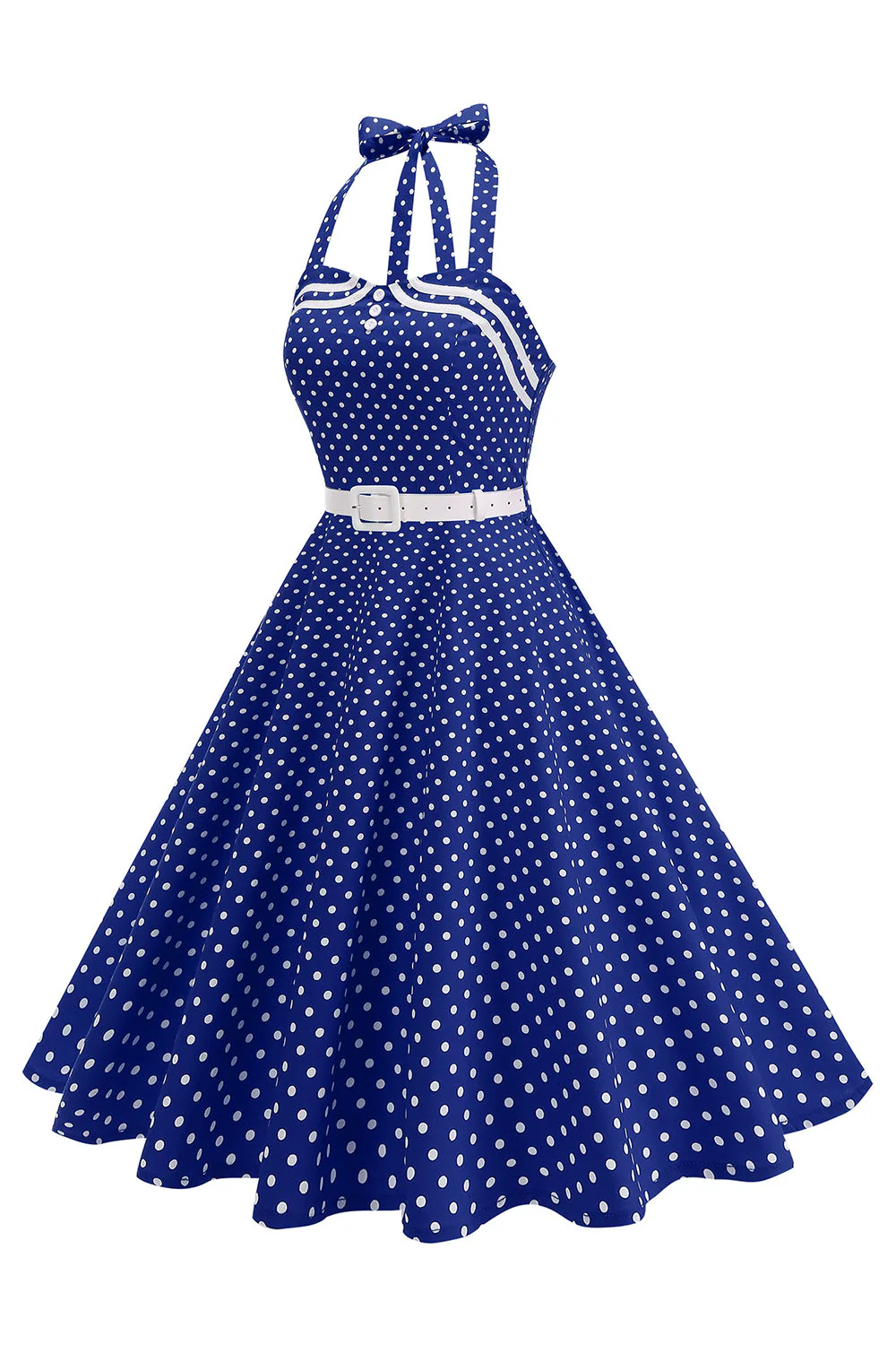 Robe des années 1950 à pois à pois noire A Line des années 1950 - Image 7