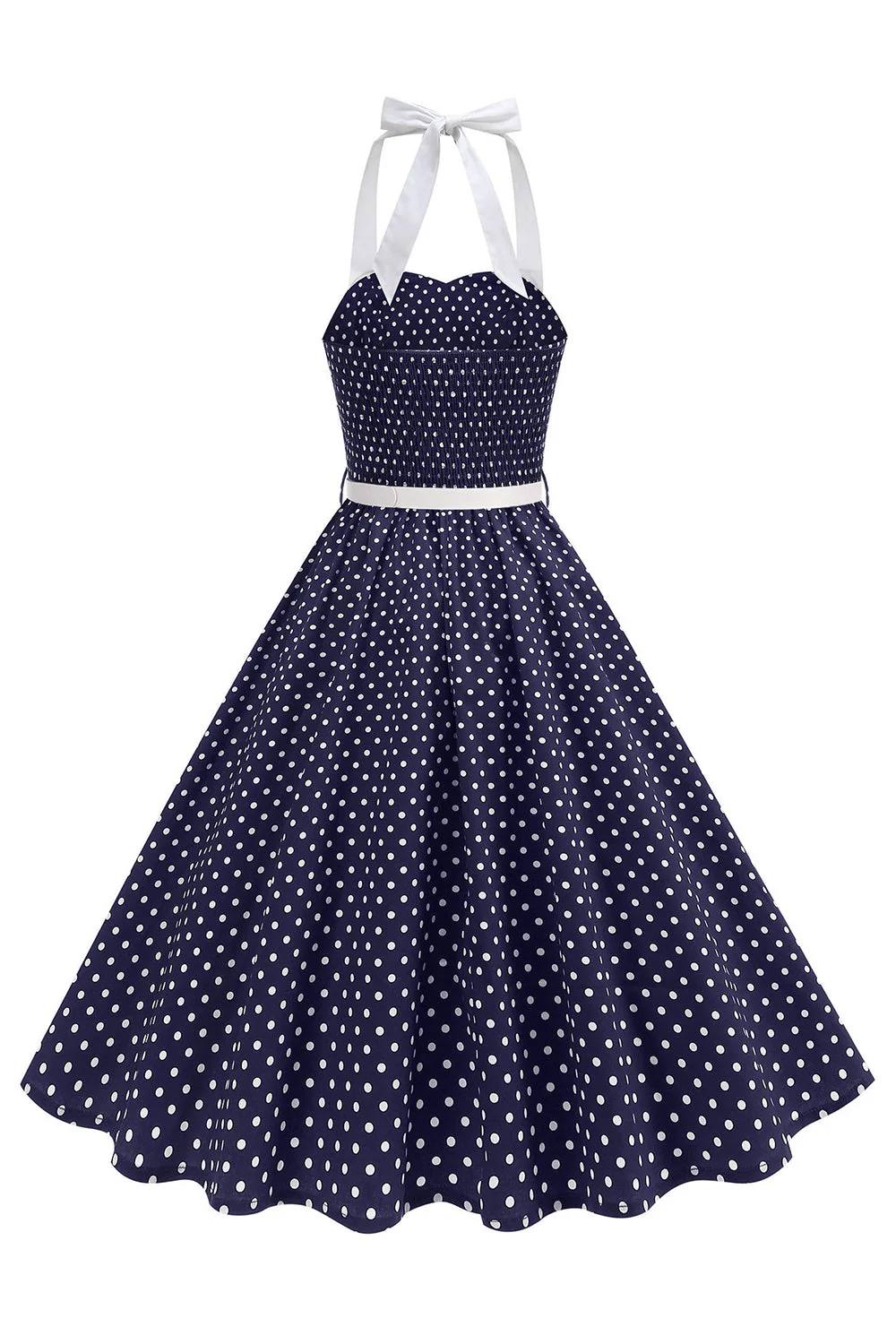 Robe des années 1950 à pois en format Bleu royal A - Image 6