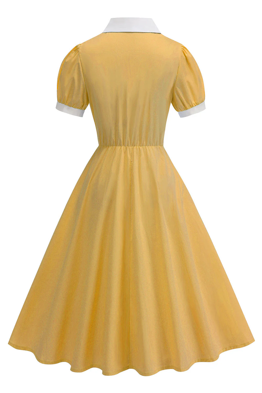 Robe des années 1950 bleue à revers cranté, ligne simple, boutonnage simple - Image 7