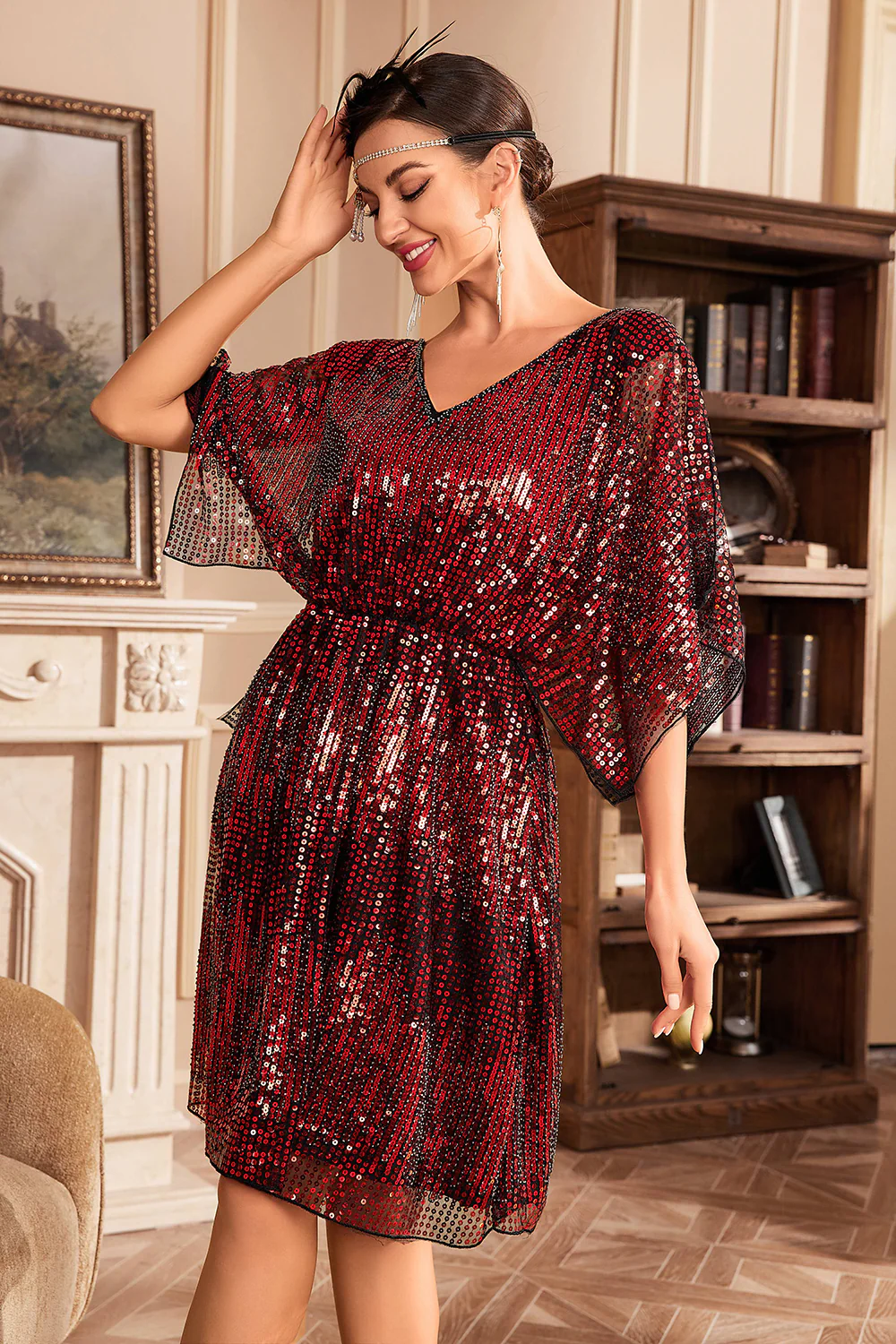 Robe dorée scintillante des années 20 avec paillettes - Image 15