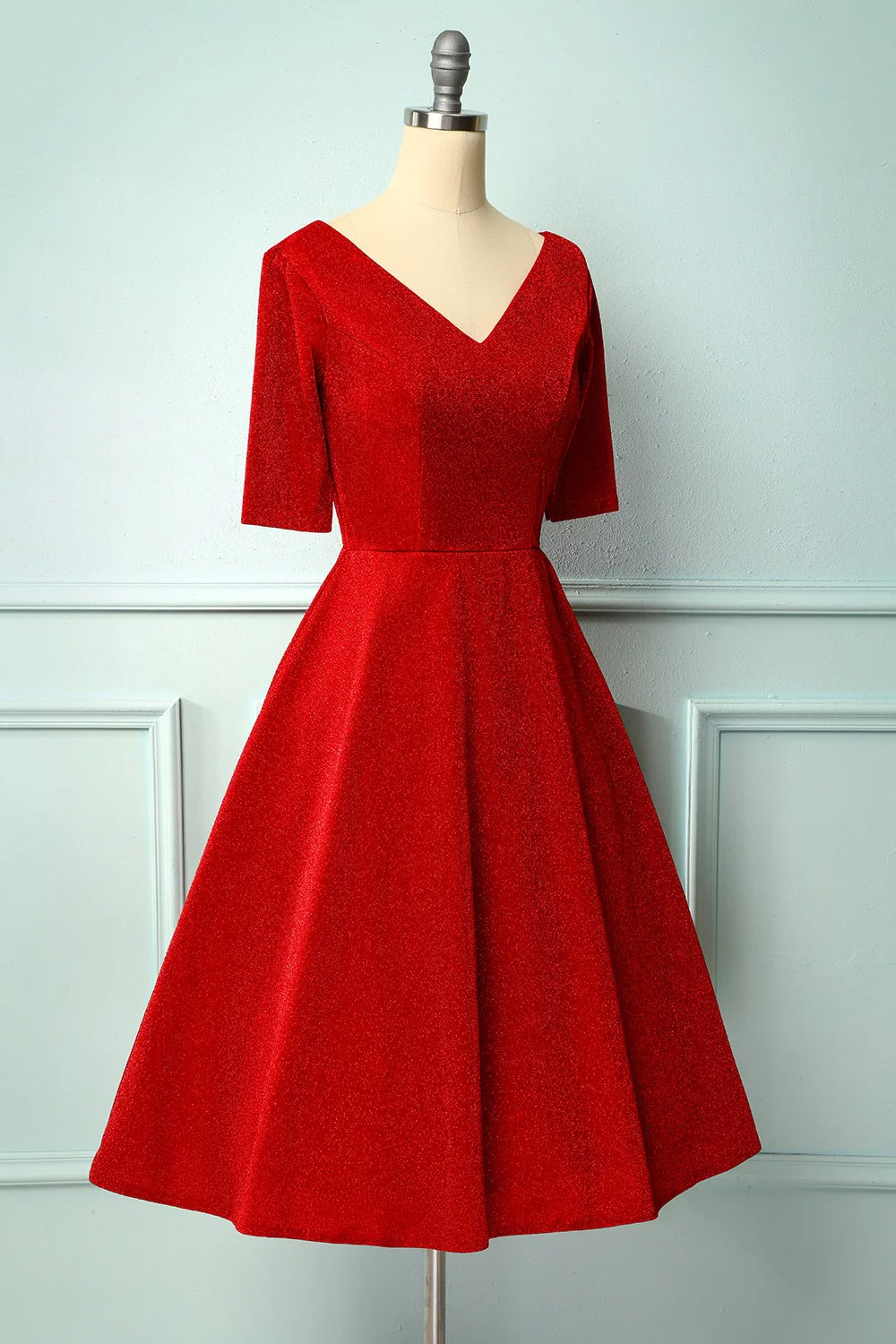 Robe en velours bordeaux - Image 5