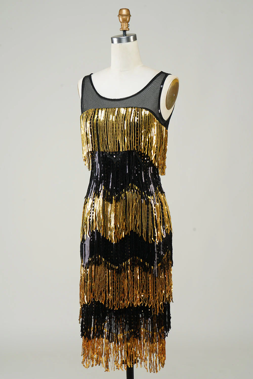 Robe Flapper à franges dorées avec paillettes - Image 3