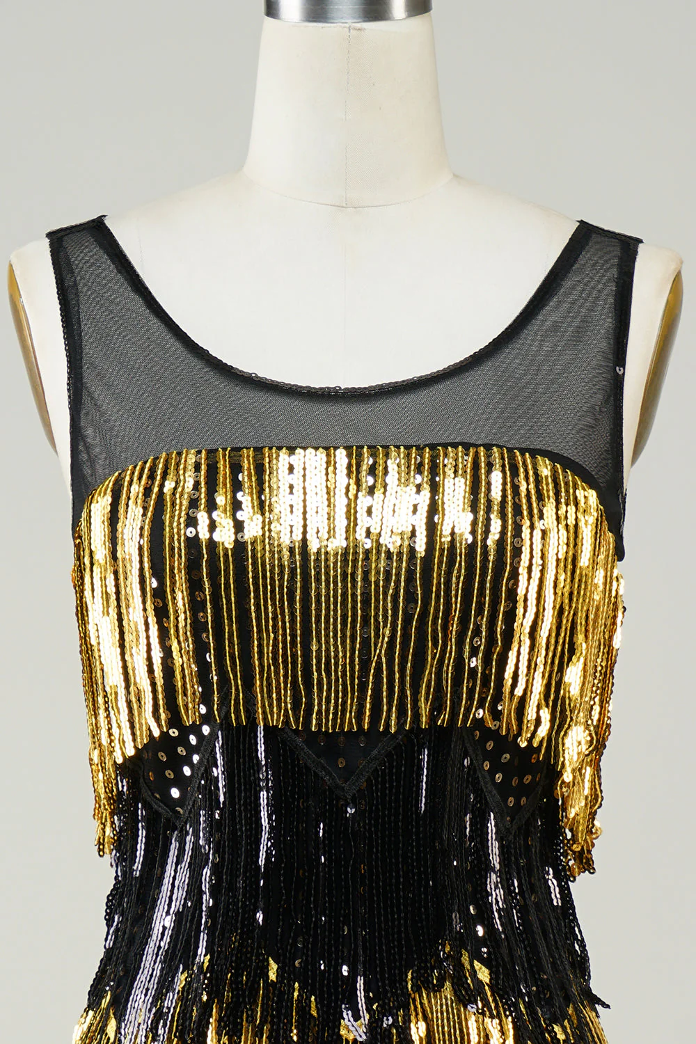 Robe Flapper à franges dorées avec paillettes - Image 4