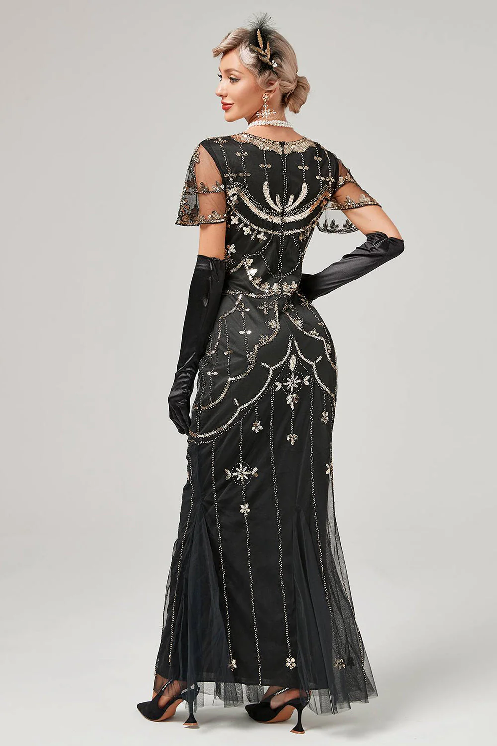 Robe Flapper Longue Paillettes Ivoire Années 20 - Image 13