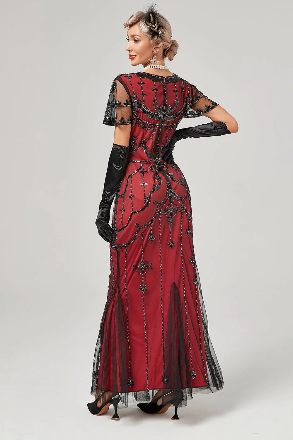 Robe Flapper Longue Paillettes Ivoire Années 20 - Image 7