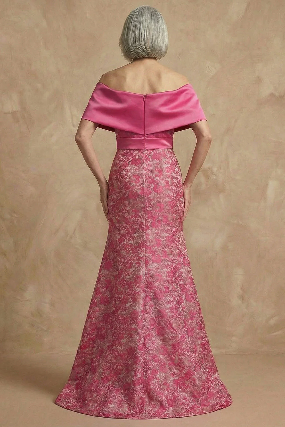 Robe fleurale fûrante dénudée de sirène longue de la mère de la mariée avec fente - Image 3