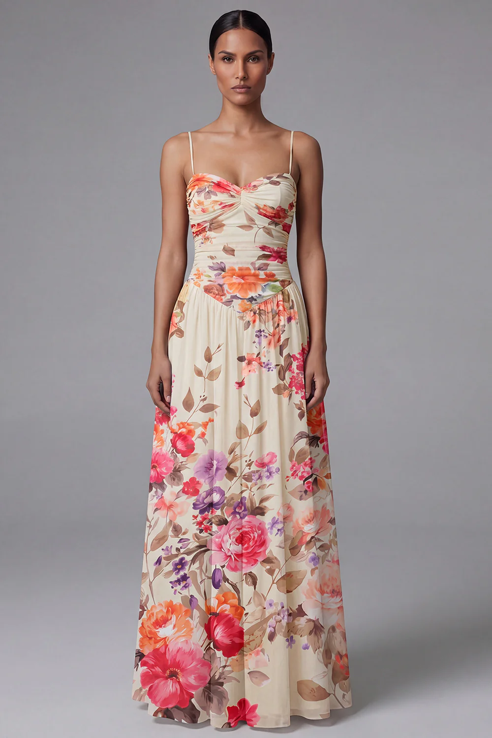 Robe fleurie noire à bretelles fines imprimées A Line - Image 6