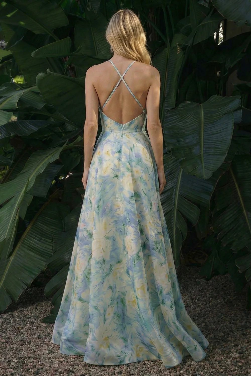 Robe formelle à dos nu à dos nu vert vert clair - Image 2