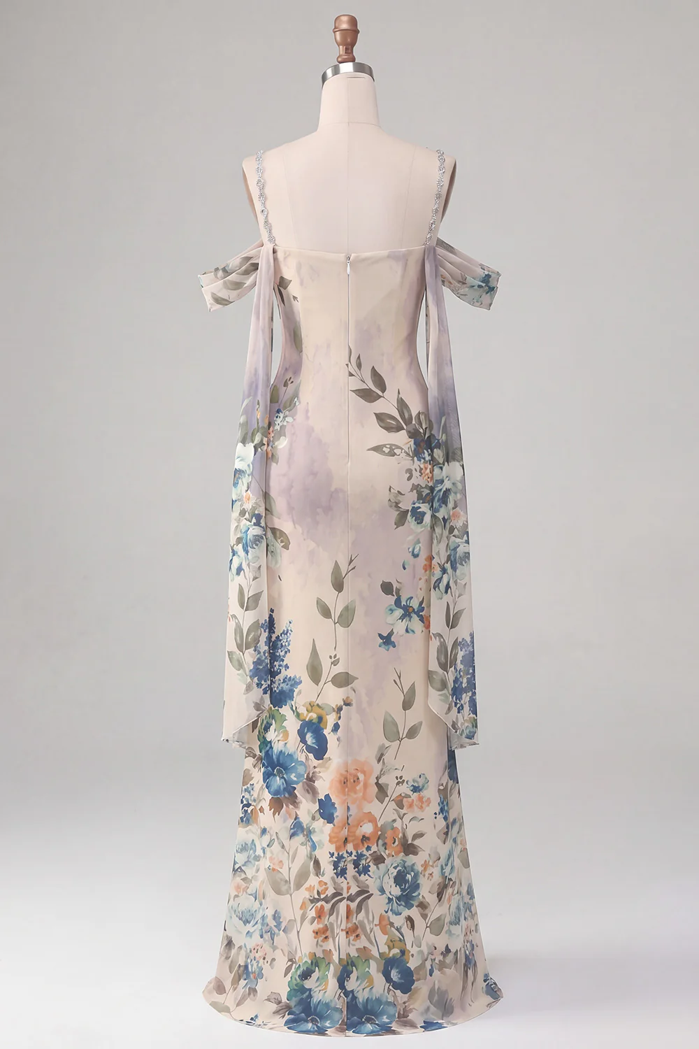 Robe formelle à épaules froides en Ivoire avec une ceinture - Image 13