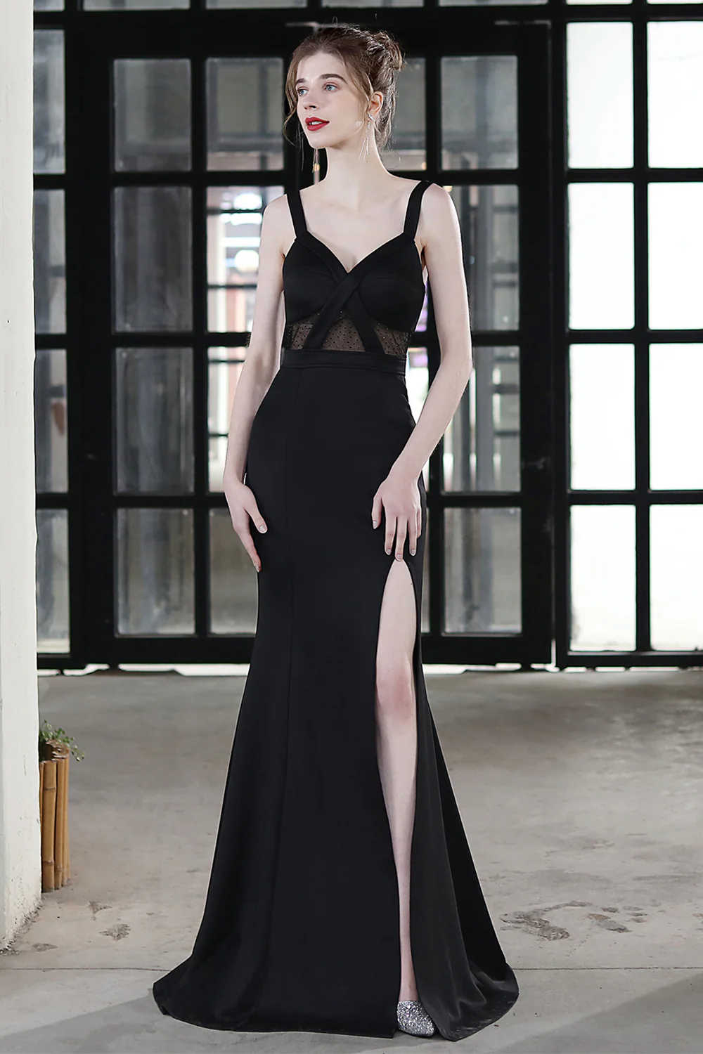 Robe formelle de bal longue sirène noire - Image 12