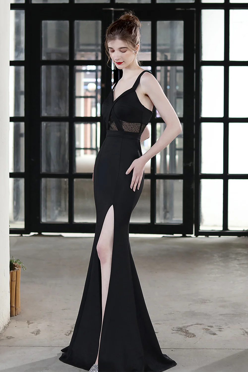 Robe formelle de bal longue sirène noire - Image 13
