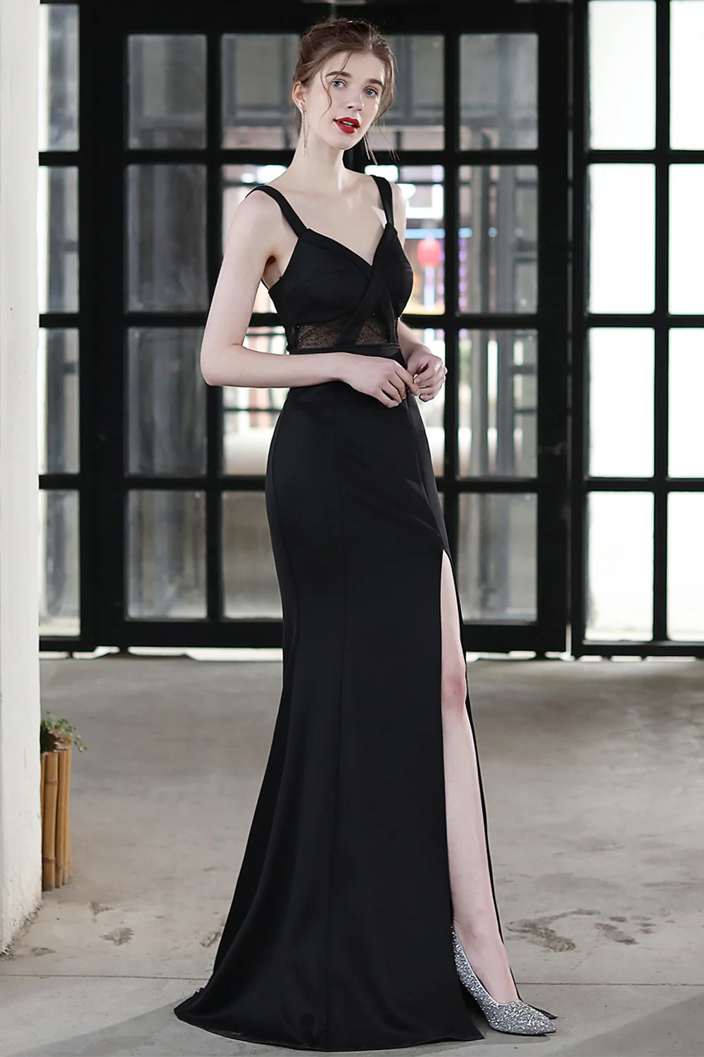 Robe formelle de bal longue sirène noire - Image 14