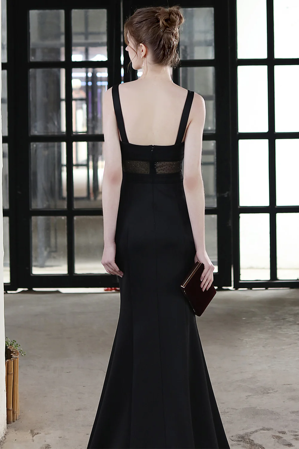 Robe formelle de bal longue sirène noire - Image 15