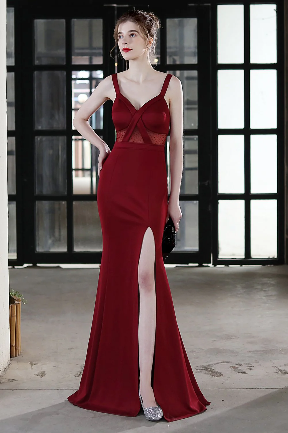 Robe formelle de bal longue sirène noire - Image 3