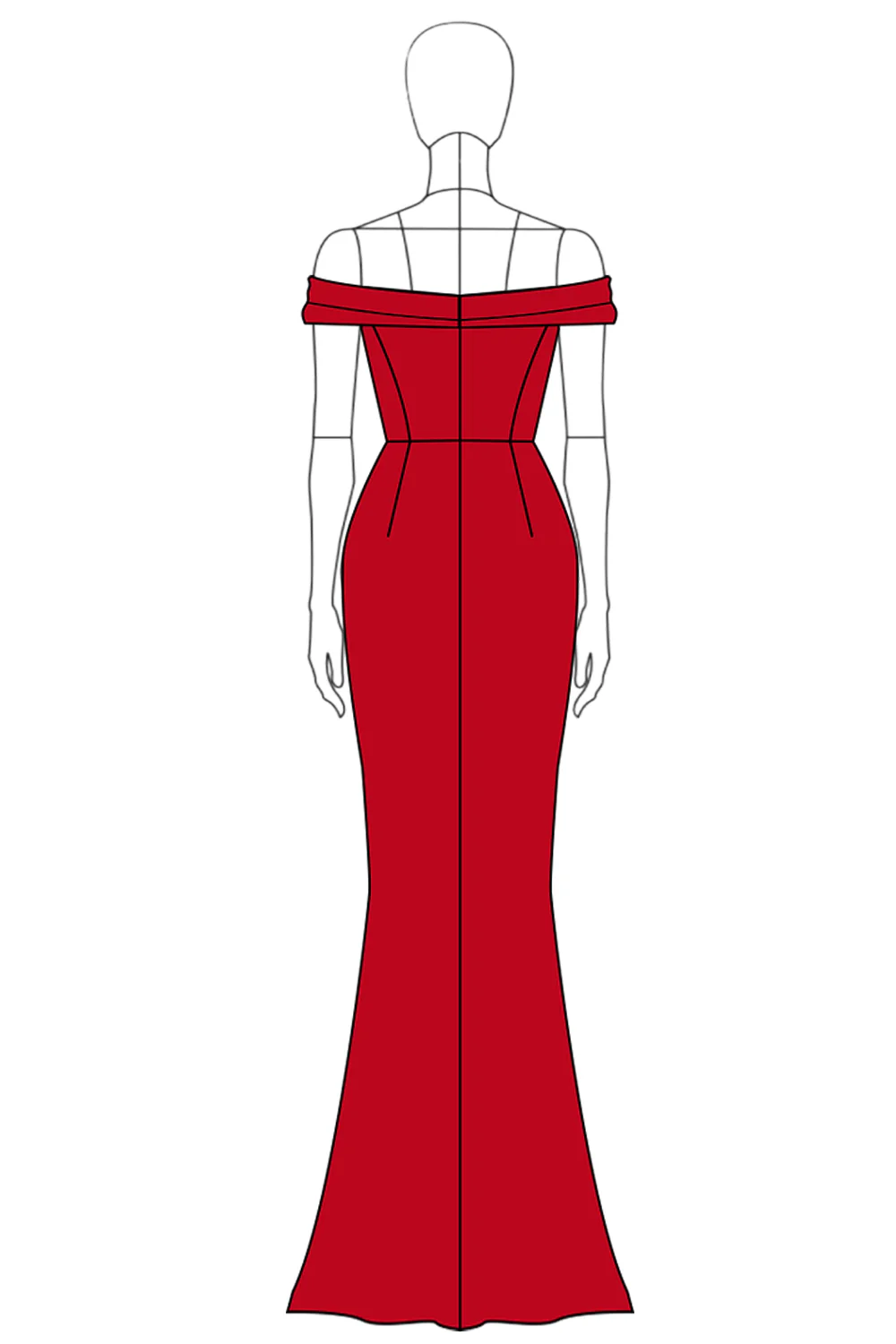 Robe formelle en satin à épaules dénudées sirène rouge - Image 3