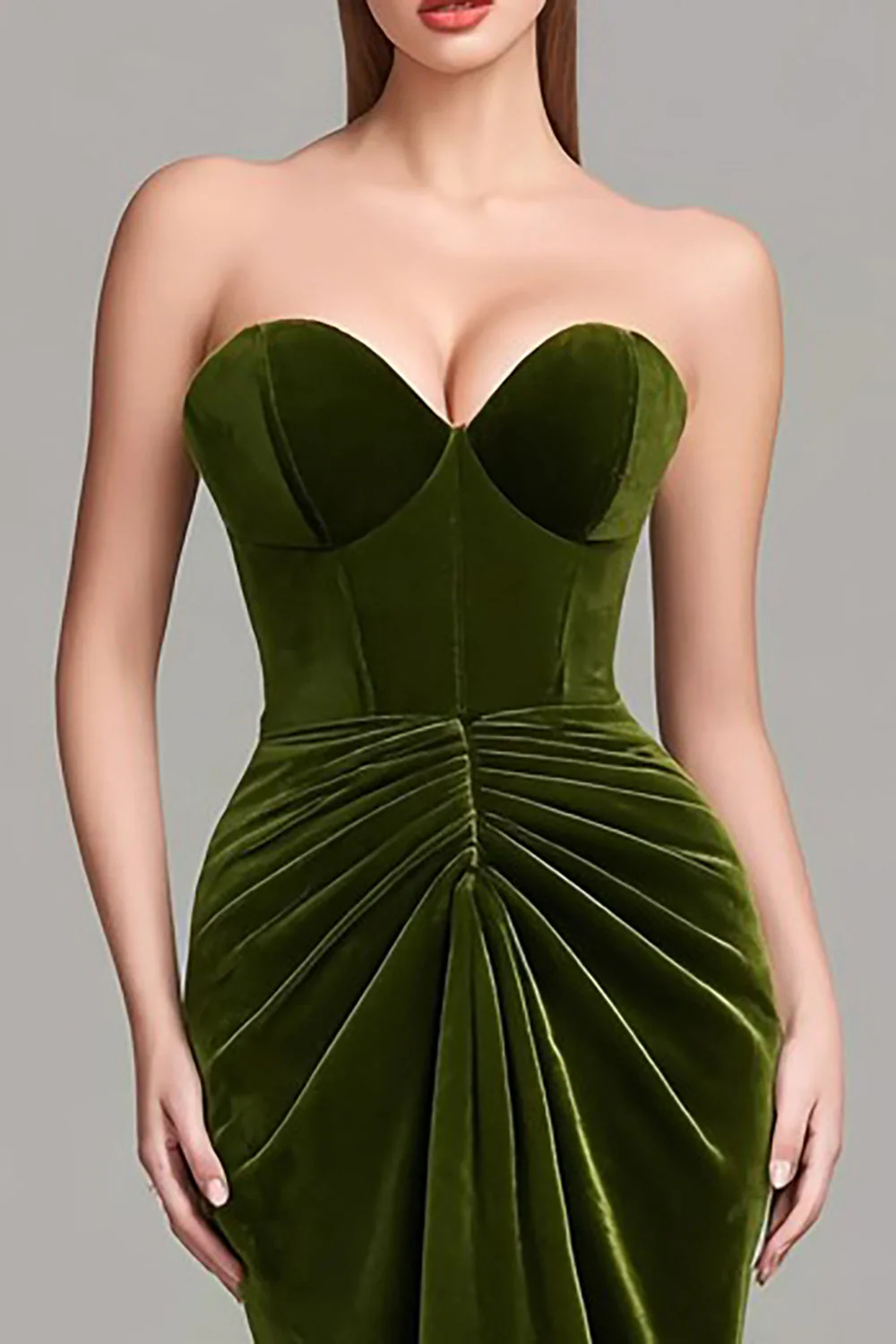 Robe formelle en velours froncé Olive Sweetheart Sirène - Image 2