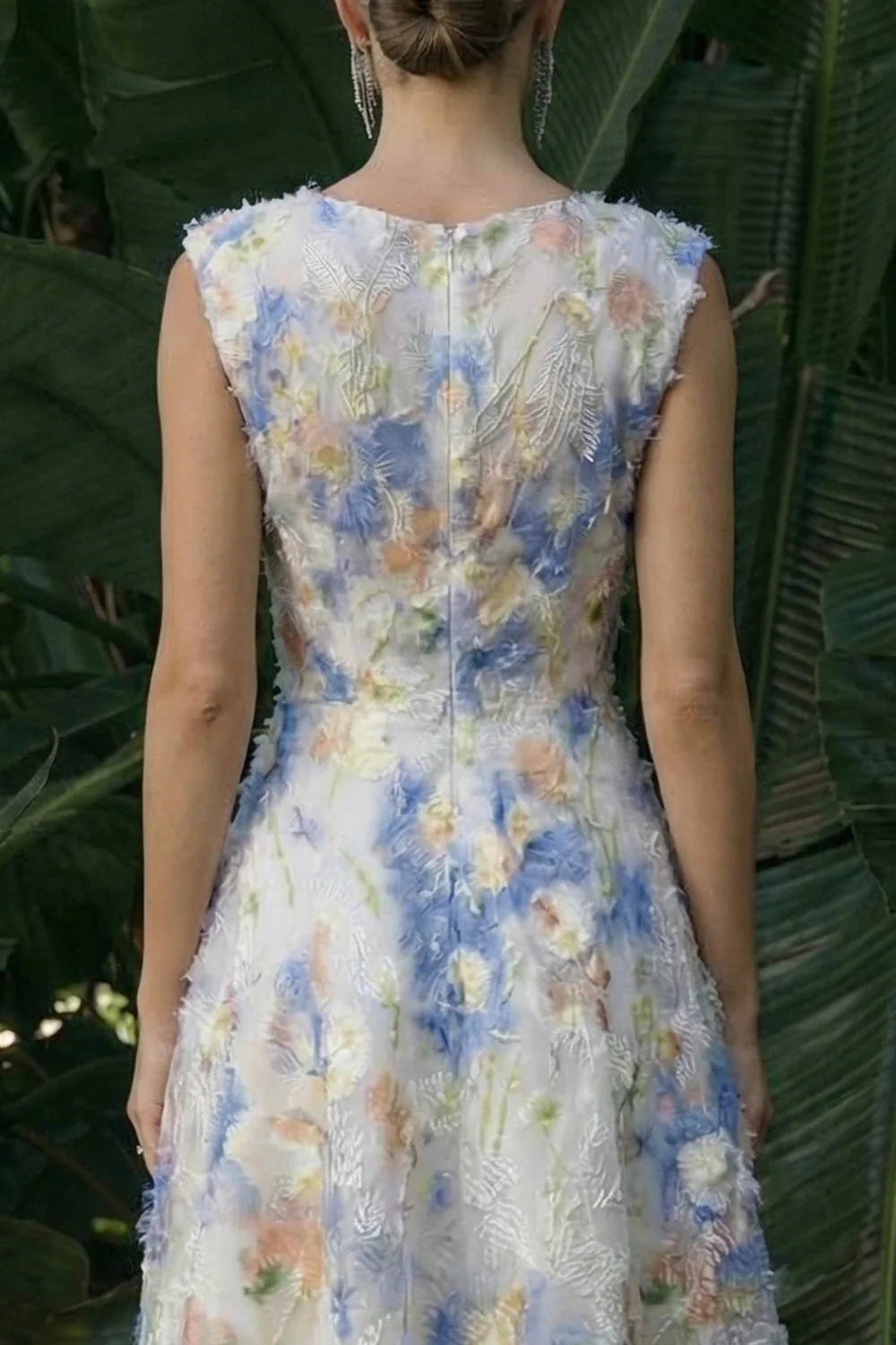 Robe formelle longue à fleurs longue A Line bleu clair - Image 4