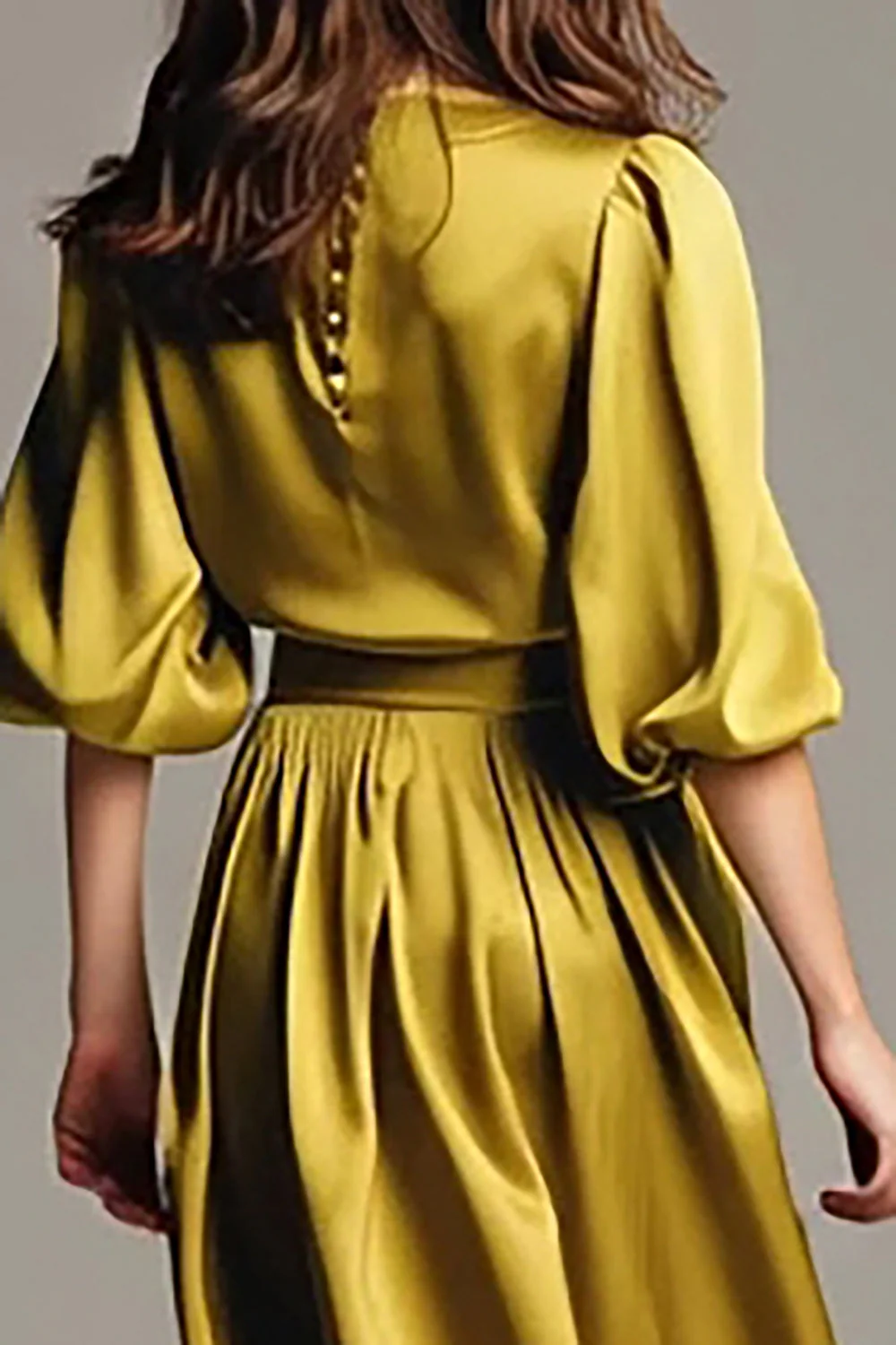 Robe formelle midi en satin à col bateau de café - Image 6