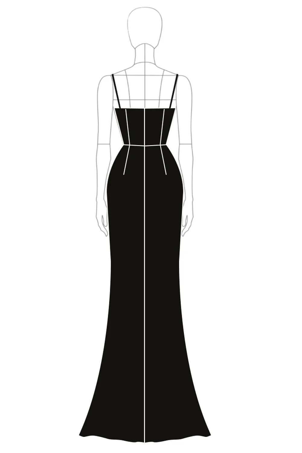 Robe formelle noire sirène à bretelles spaghetti à paillettes - Image 3