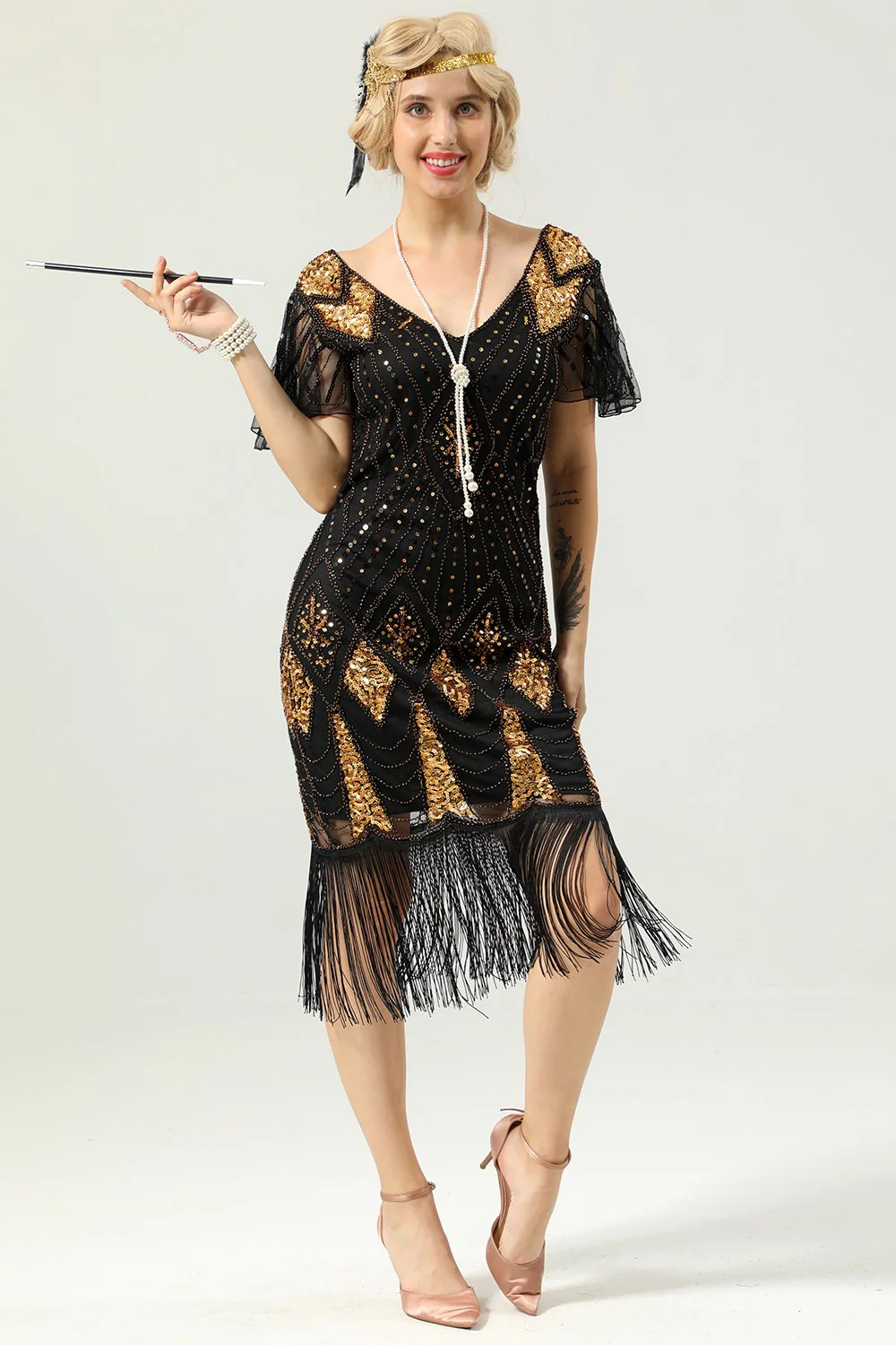 Robe Golden Fringe des années 1920