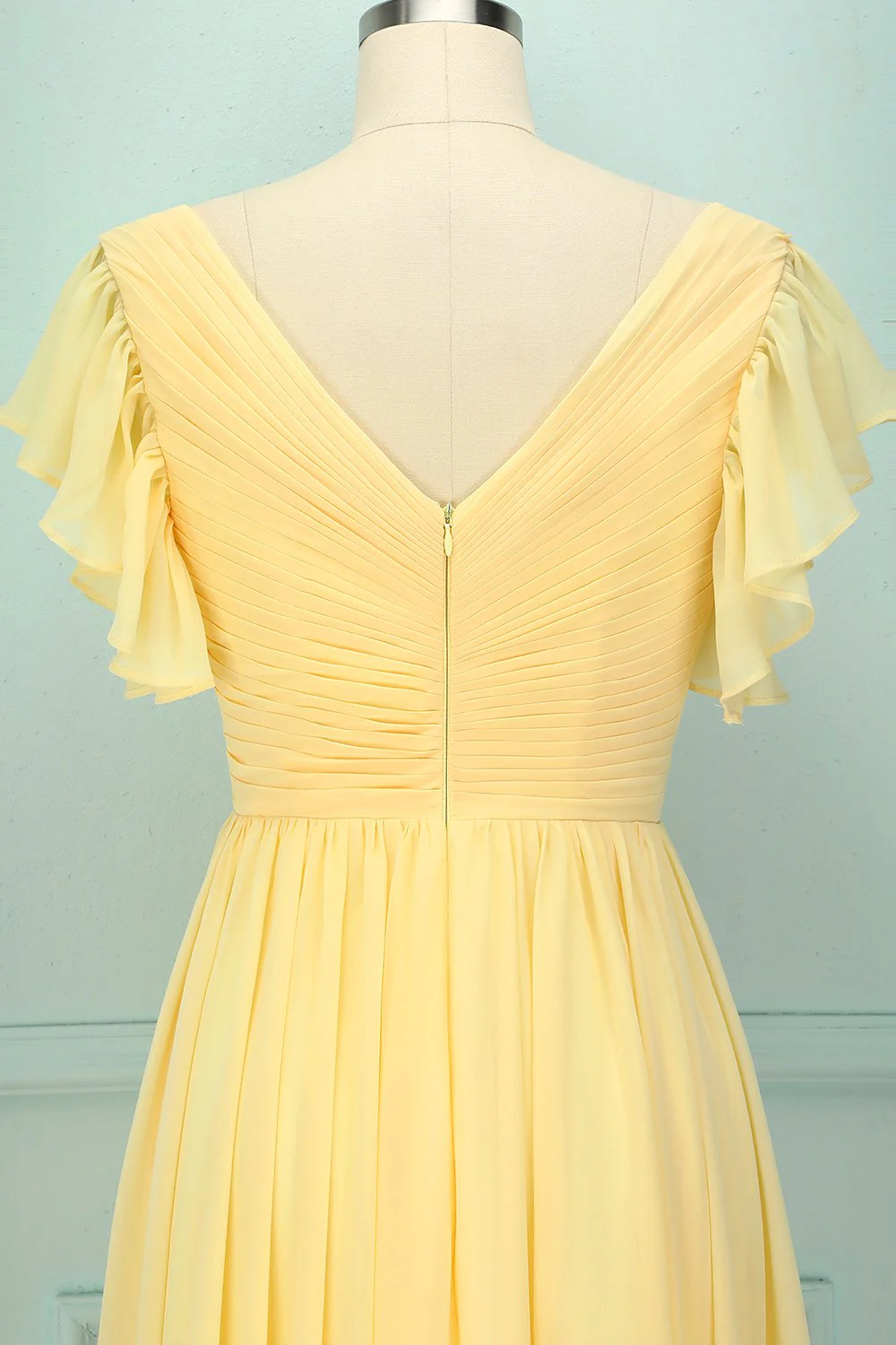 Robe longue à col en V jaune - Image 6