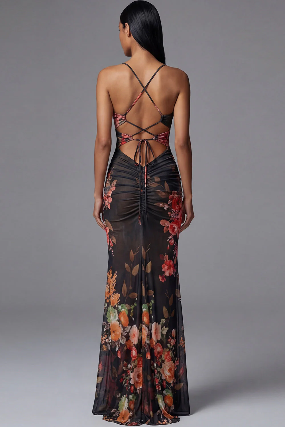Robe longue à fleurs sirène à découpe gaine imprimée - Image 2