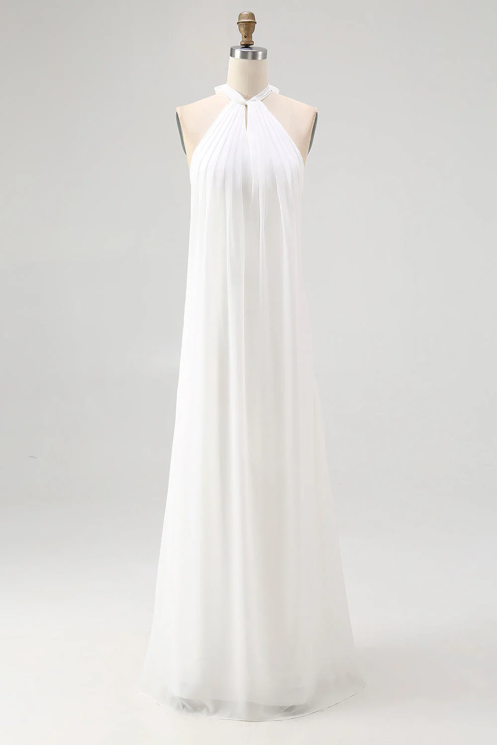 Robe longue bohème de plage blanche en mousseline blanche en mousseline halter - Image 3