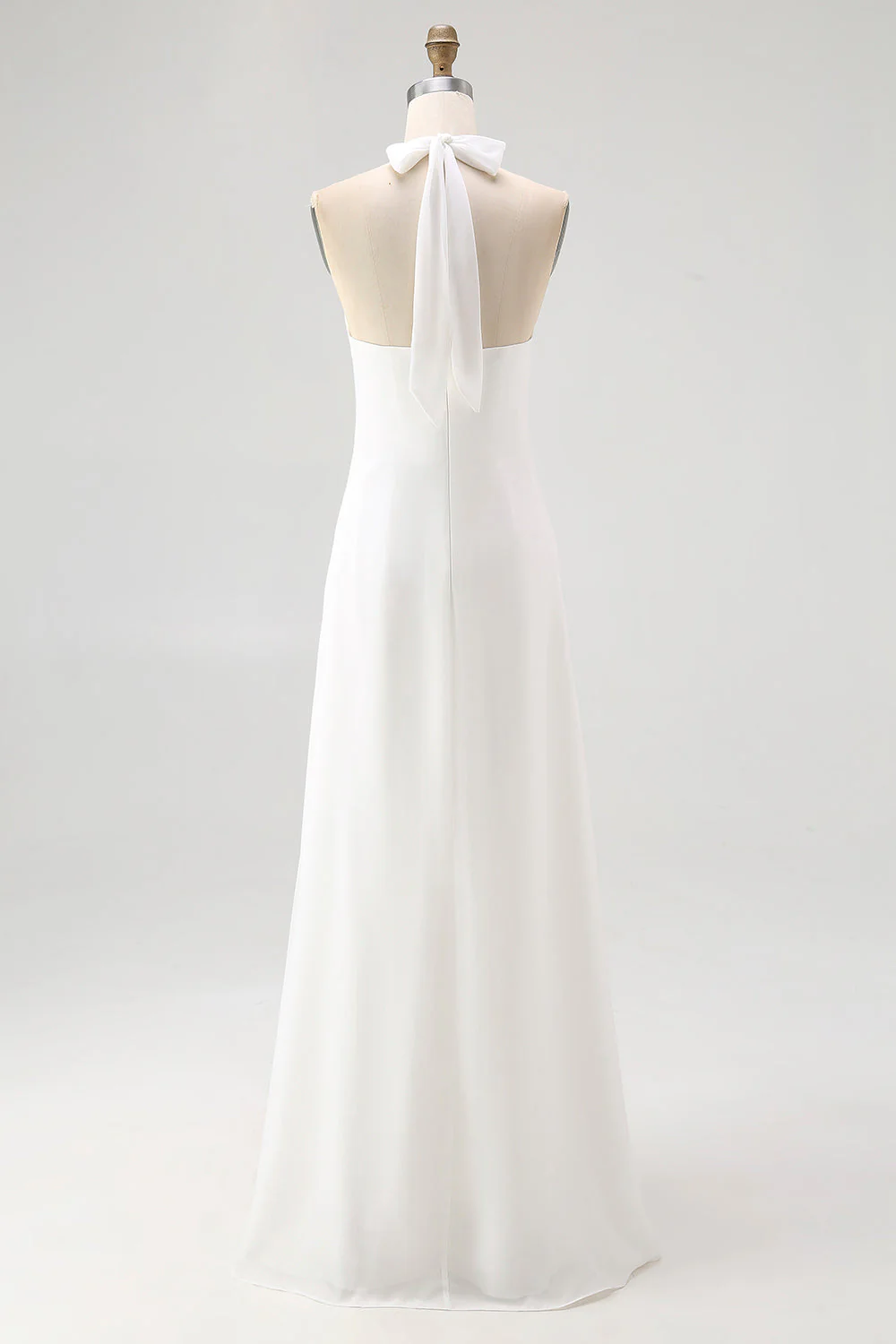 Robe longue bohème de plage blanche en mousseline blanche en mousseline halter - Image 4