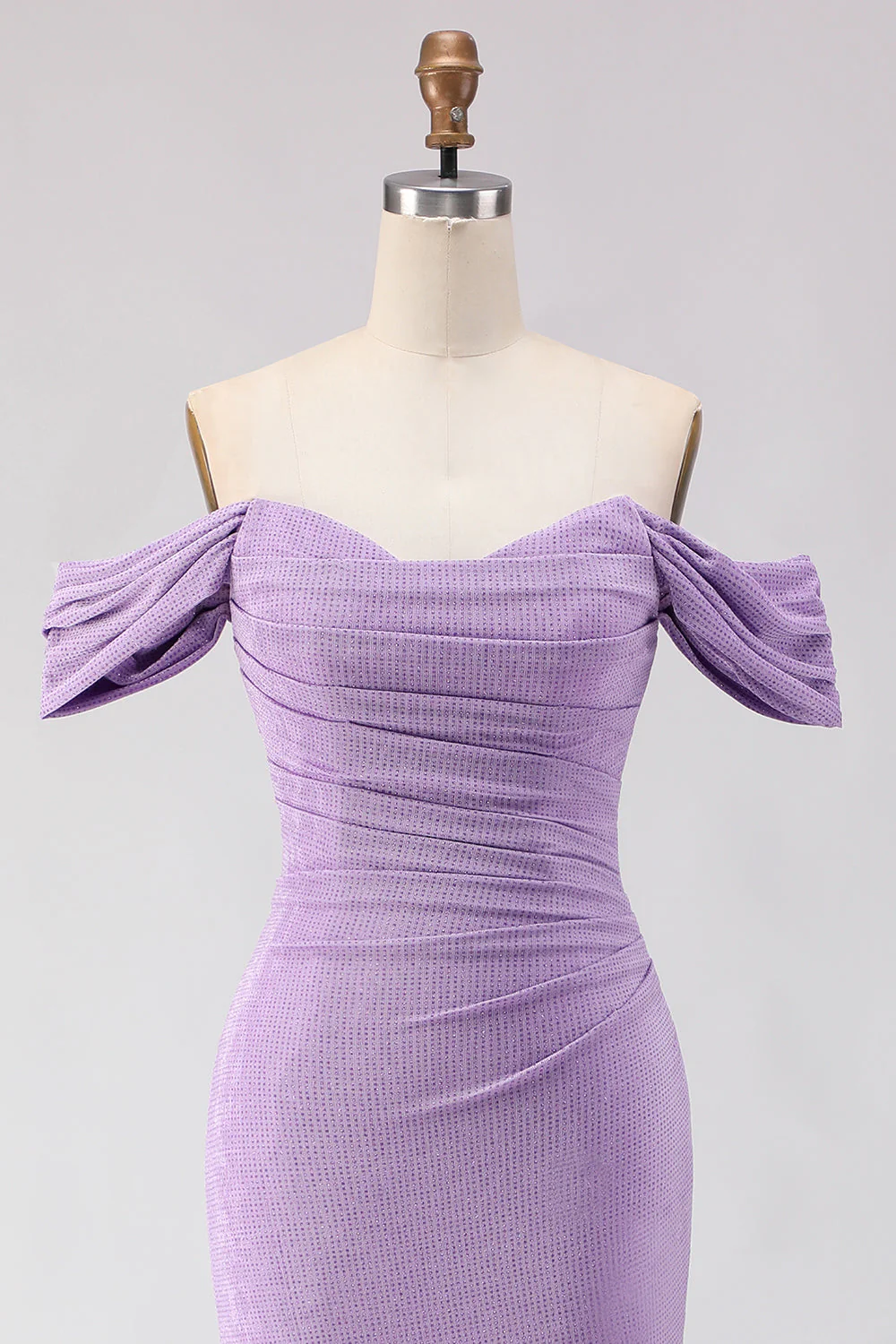 Robe longue de bal violette perlée à perles dénudées, sirène de bal - Image 4