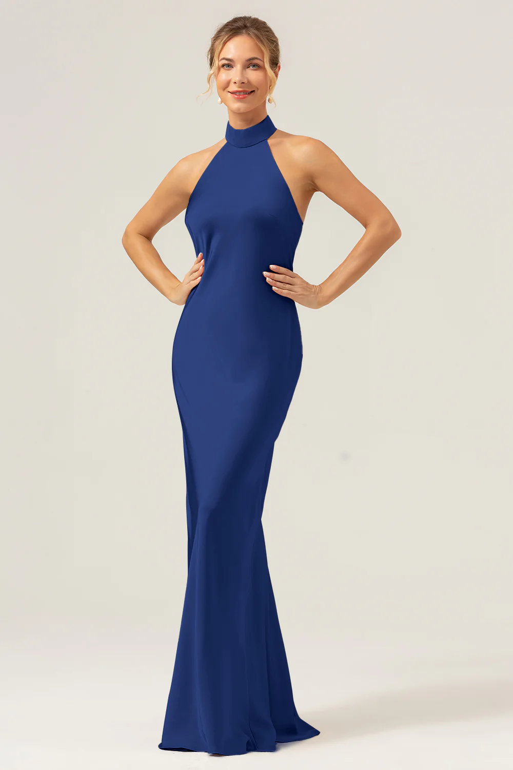 Robe longue de demoiselle d’honneur dos nu fourreau champagne avec fente - Image 19