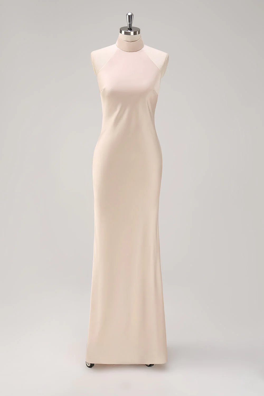 Robe de demoiselle d’honneur sirène dos nu champagne avec fente
