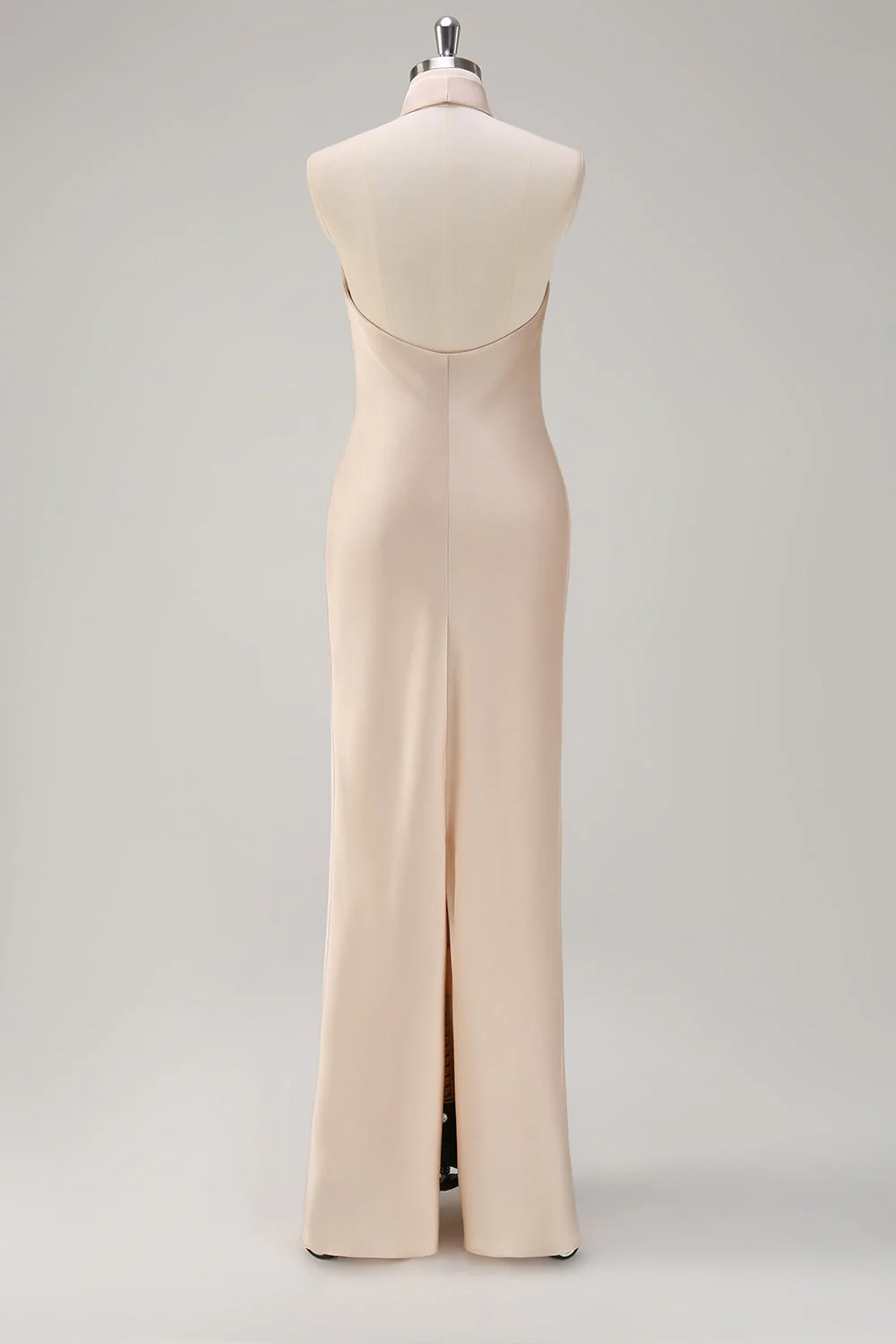 Robe de demoiselle d’honneur sirène dos nu champagne avec fente - Image 2