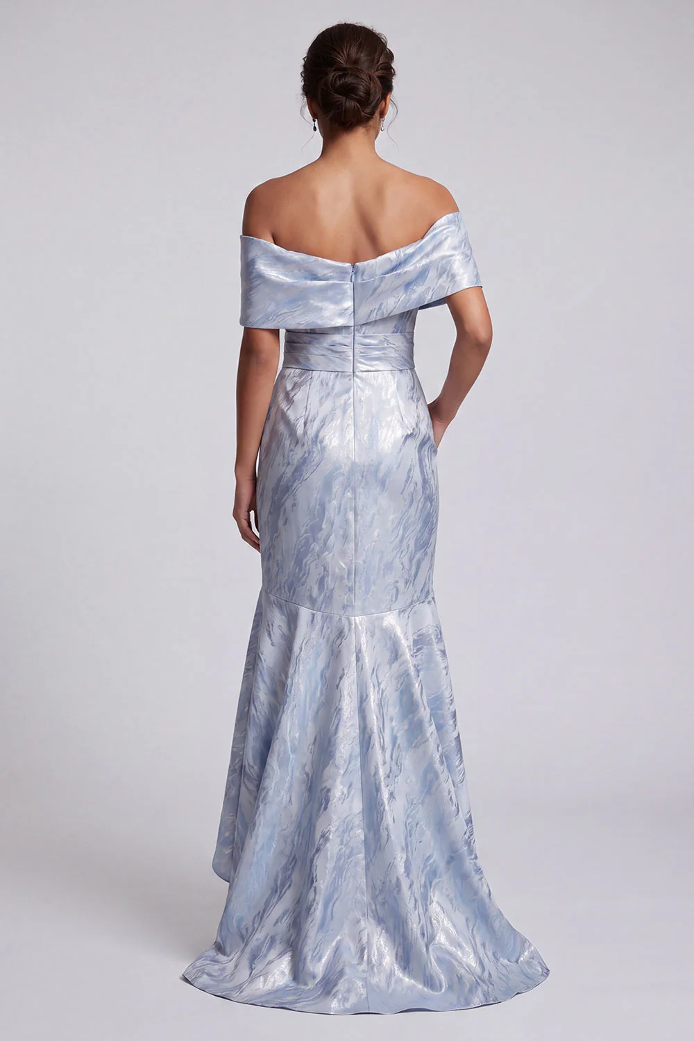 Robe longue de la mère de la mariée à fleurs sirène bleu ciel avec poches - Image 2
