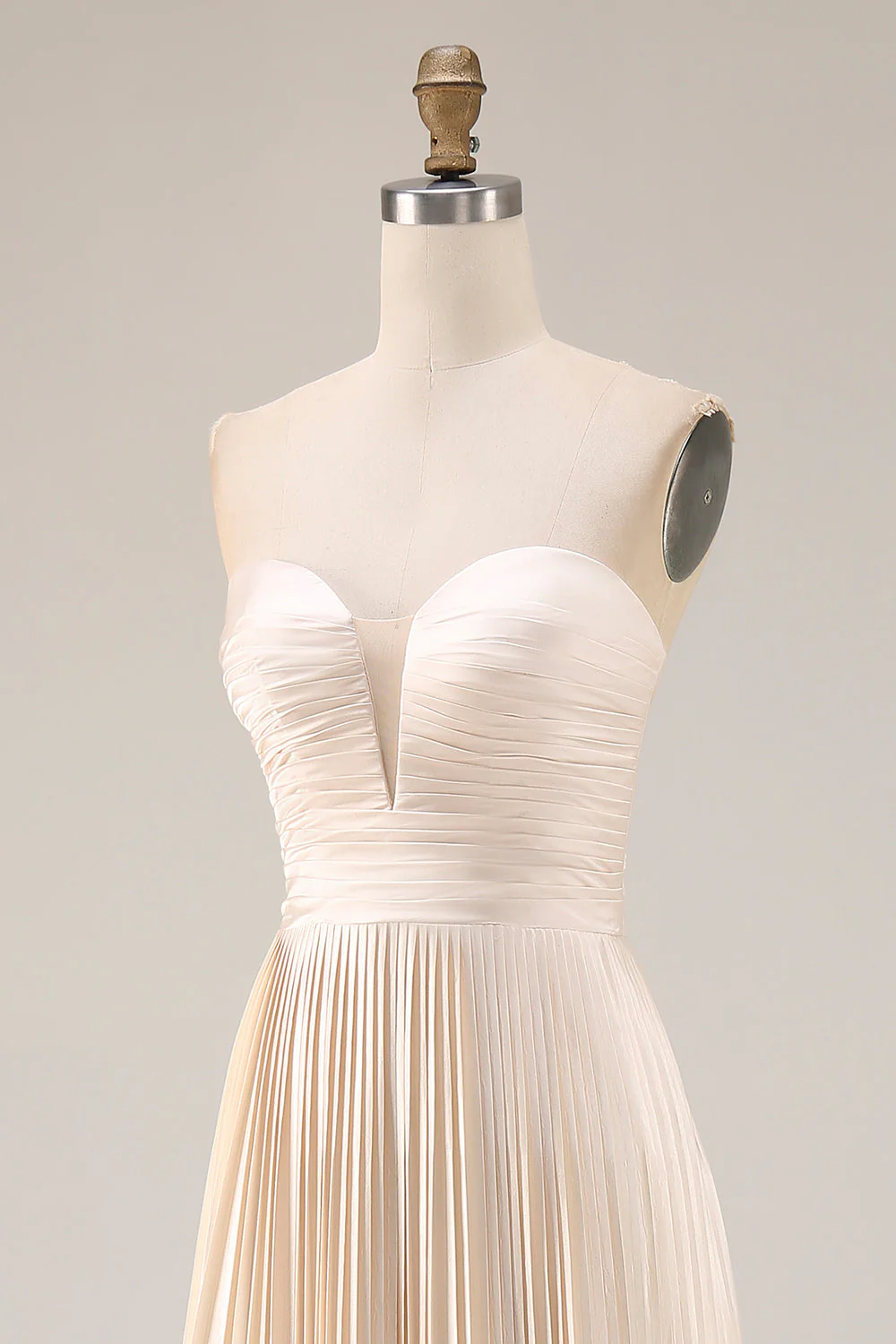 Robe longue de mariage plissée à la ligne Champagne - Image 8