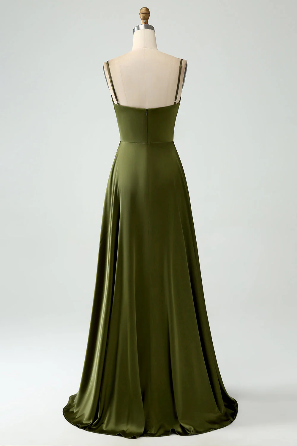 Robe longue de mariée en satin à bretelles spaghetti Olive A-Line - Image 2