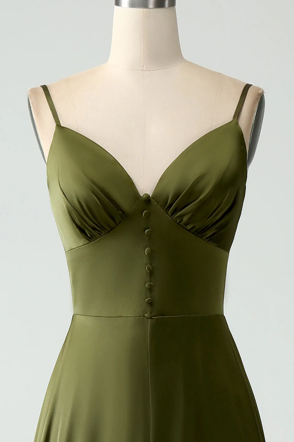 Robe longue de mariée en satin à bretelles spaghetti Olive A-Line - Image 4